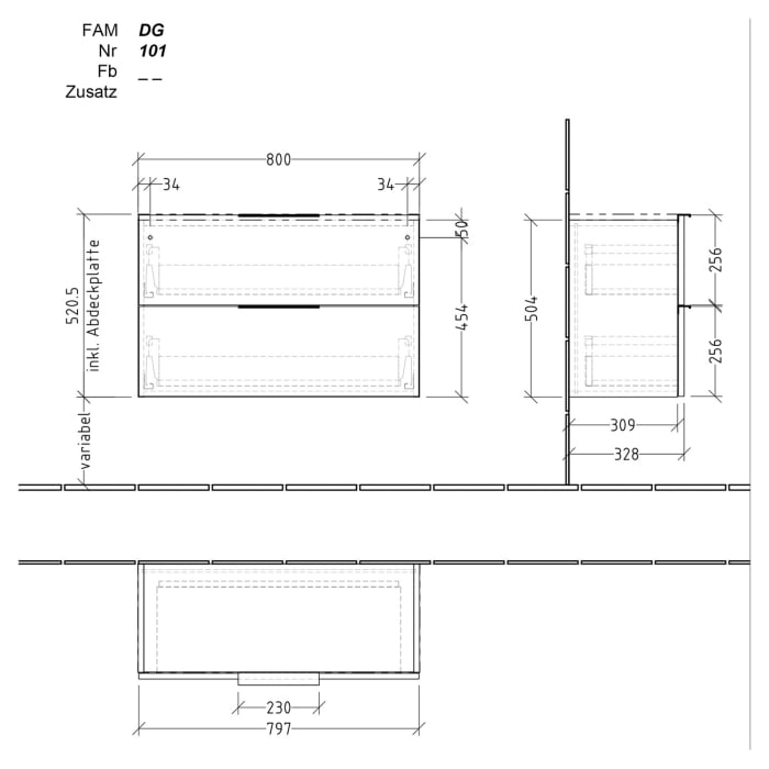 Sanipa 4balance Anbauschrank 80 cm,  mit 2 Auszügen, mit Griff