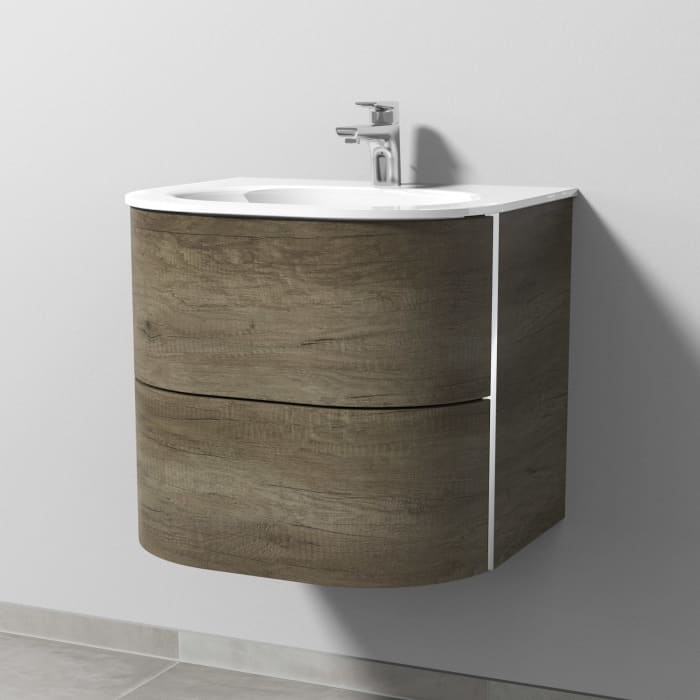 Sanipa 4balance Glas-Waschtisch + Waschtischunterbau 60 cm mit 2 Auszügen