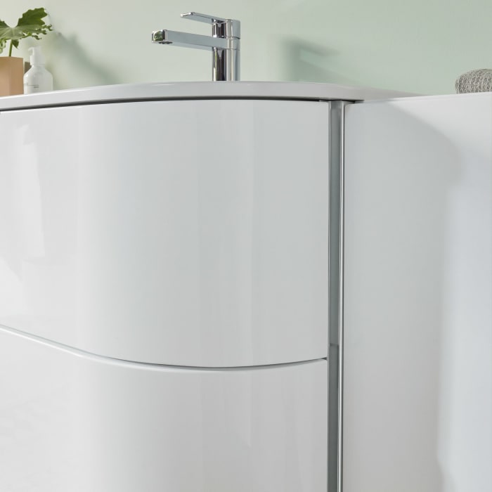 Sanipa 4balance Glas-Waschtisch + Waschtischunterbau 80 cm mit 2 Auszügen, Griff