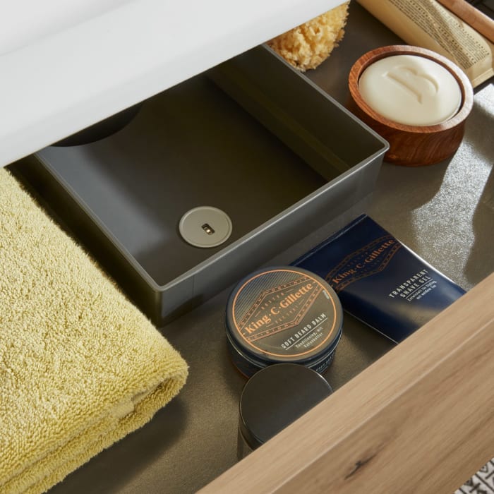 Sanipa 4balance Glas-Waschtisch + Waschtischunterbau 80 cm mit 2 Auszügen, LED