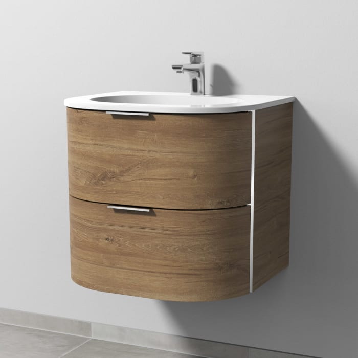 Sanipa 4balance Keramik-Waschtisch + Waschtischunterbau 60 cm mit 2 Auszügen, Griff schwarz