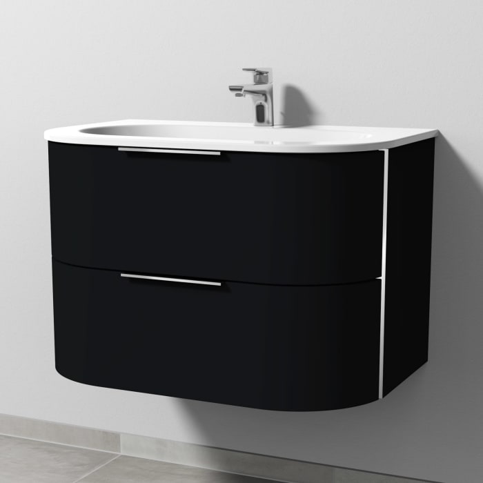 Sanipa 4balance Keramik-Waschtisch + Waschtischunterbau 80 cm mit 2 Auszügen, Griff