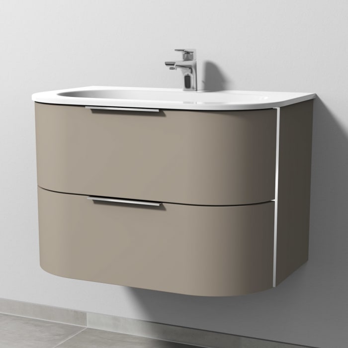 Sanipa 4balance Keramik-Waschtisch + Waschtischunterbau 80 cm mit 2 Auszügen, Griff