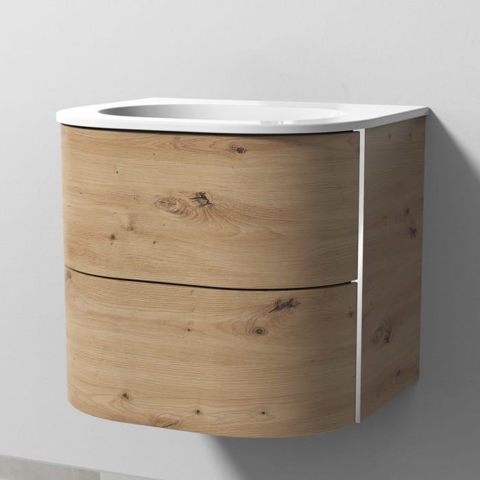 Sanipa 4balance Keramik-Waschtisch + Waschtischunterbau 60 cm mit 2 Auszügen, ohne Hahnlochbohrung