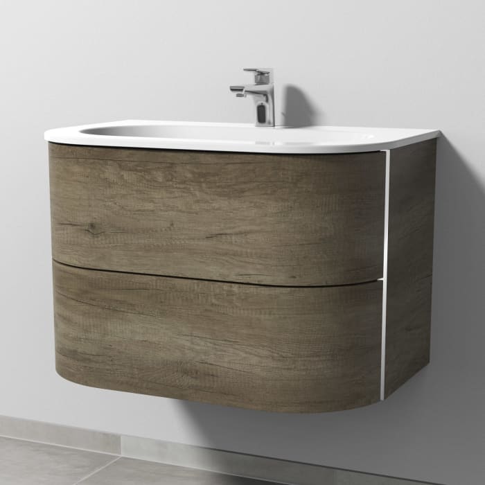 Sanipa 4balance Keramik-Waschtisch + Waschtischunterbau 80 cm mit 2 Auszügen