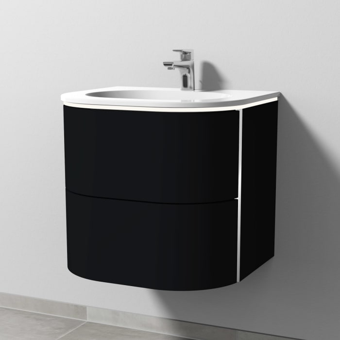 Sanipa 4balance Keramik-Waschtisch + Waschtischunterbau 60 cm mit 2 Auszügen, LED