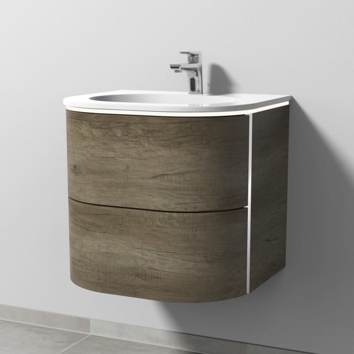 Sanipa 4balance Keramik-Waschtisch + Waschtischunterbau 60 cm mit 2 Auszügen, LED