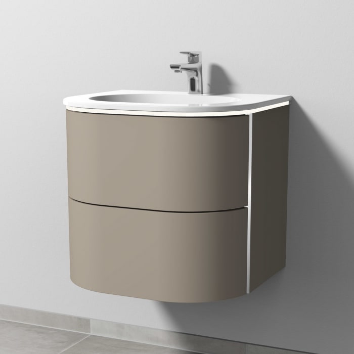 Sanipa 4balance Keramik-Waschtisch + Waschtischunterbau 60 cm mit 2 Auszügen, LED