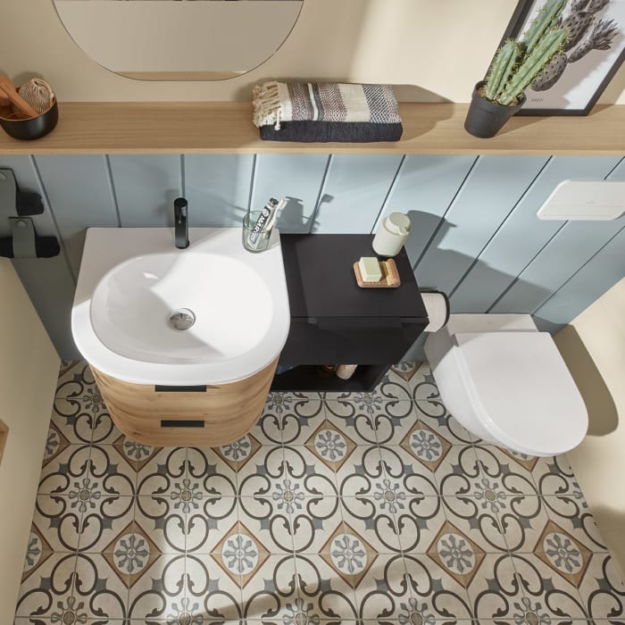 Sanipa 4balance Keramik-Waschtisch + Waschtischunterbau 60 cm mit 2 Auszügen