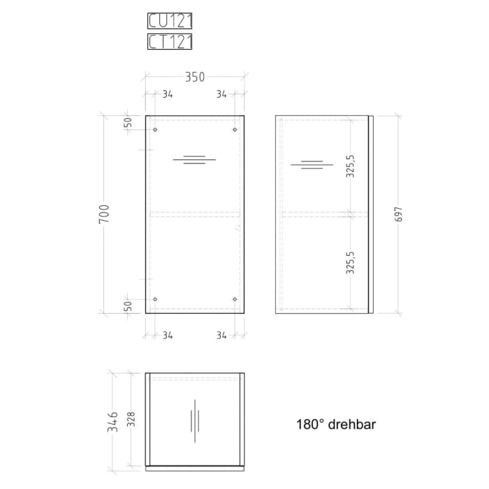 Sanipa Cubes Schrankmodell mit Tür 35 x 70 x 32,8 cm