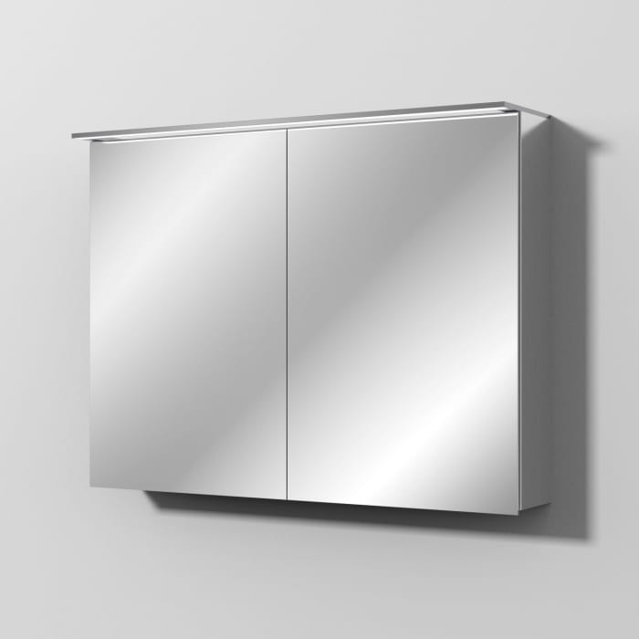 Sanipa Reflection Aluminium-Spiegelschrank ADAM 100 mit LED-Aufsatzleuchte