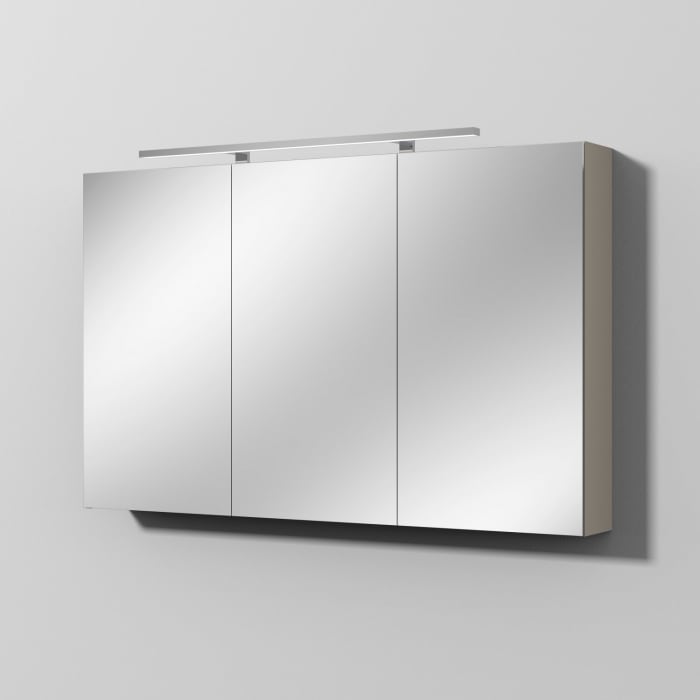 Sanipa Reflection Spiegelschrank MILLA 120 mit LED-Aufsatzleuchte, mittlere Tür, Anschlag links
