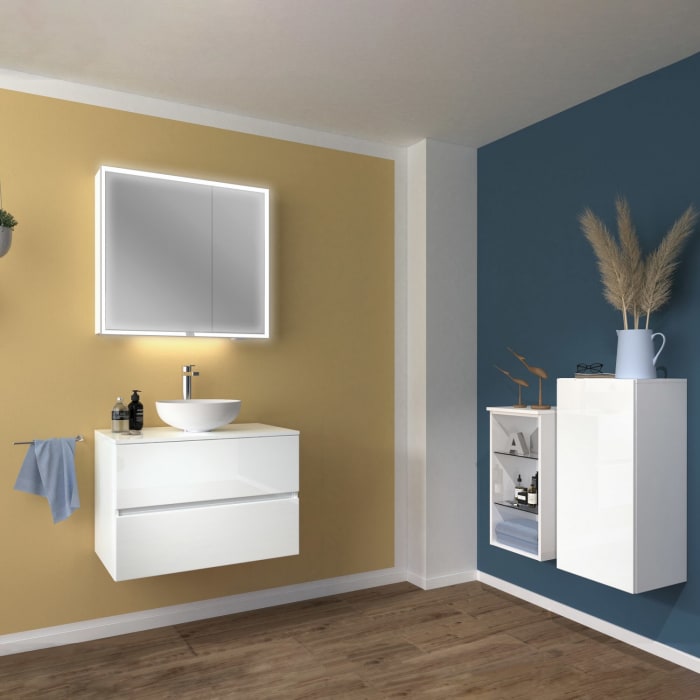 Sanipa Reflection Melamin-Spiegelschrank MILO 80 mit 2 Türen