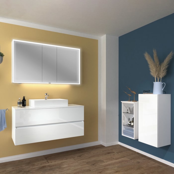 Sanipa Reflection Melamin-Spiegelschrank MILO 130 mit 3 Türen