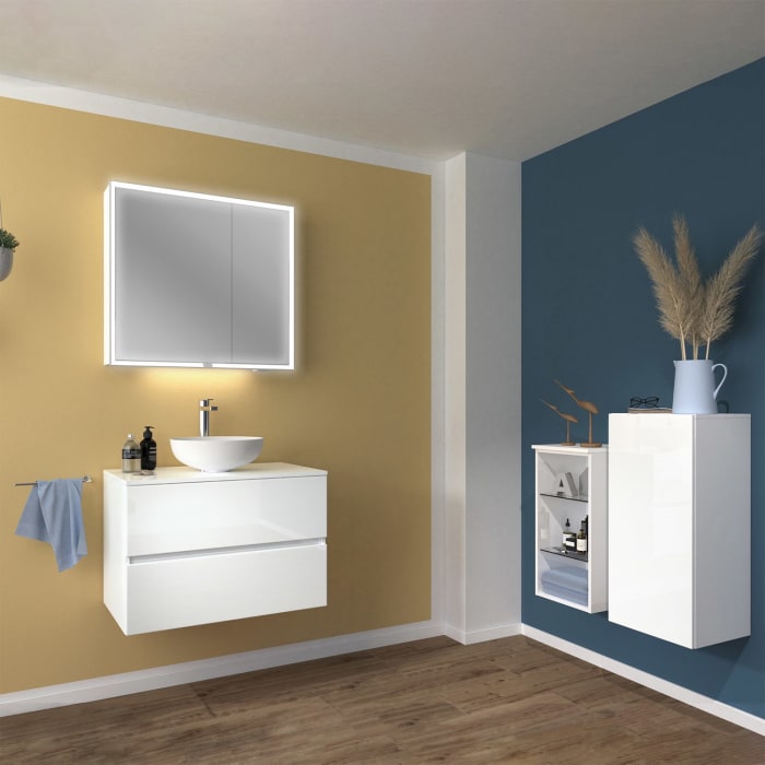 Sanipa Reflection Melamin-Spiegelschrank MILO 80 mit 2 Türen