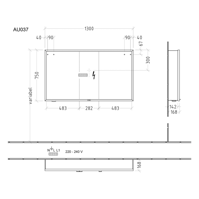 Sanipa Reflection Melamin-Spiegelschrank MILO 130 mit 3 Türen