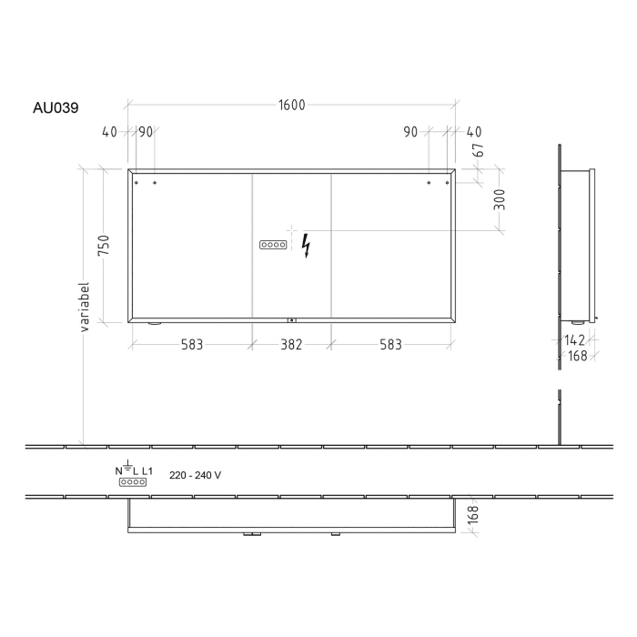 Sanipa Reflection Melamin-Spiegelschrank MILO 160 mit 3 Türen