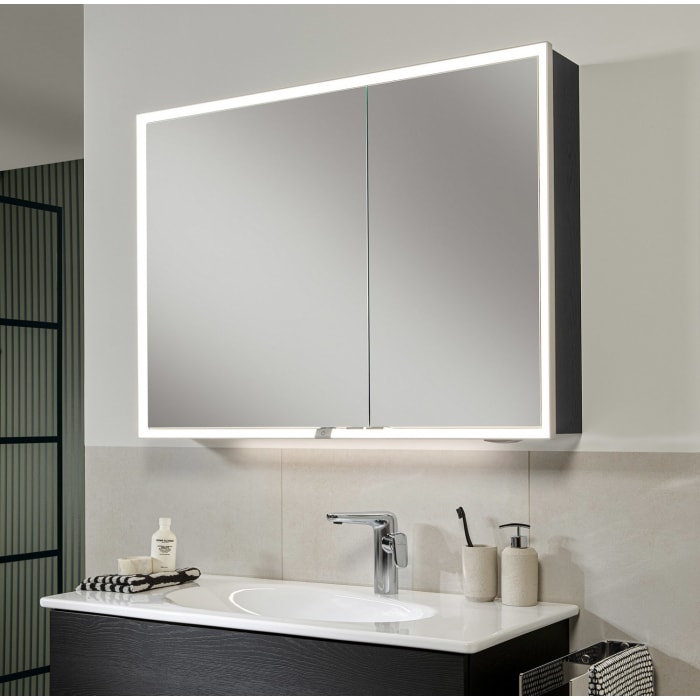 Sanipa Reflection Melamin-Spiegelschrank MILO 100 mit 2 Türen