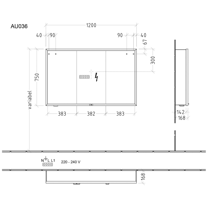 Sanipa Reflection Melamin-Spiegelschrank MILO 120 mit 3 Türen