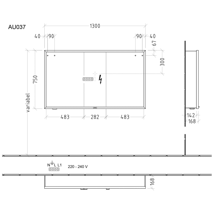 Sanipa Reflection Melamin-Spiegelschrank MILO 130 mit 3 Türen