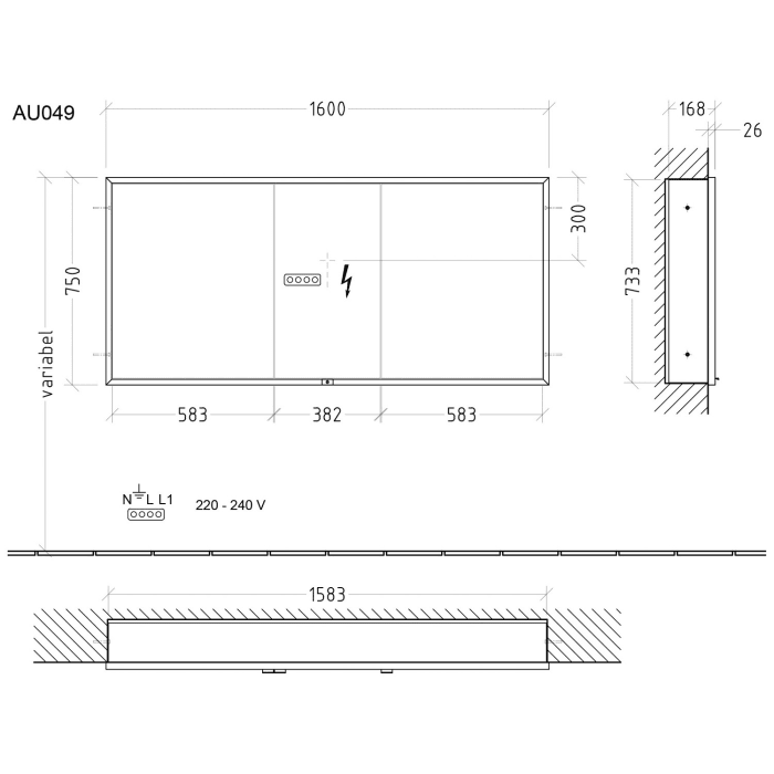 Sanipa Reflection Spiegelschrank WIM 160 cm  mit 3 Türen