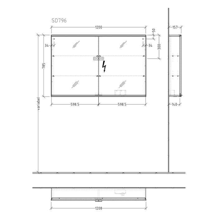 Sanipa Reflection Spiegelschrank MARIE 120 cm mit LED-Beleuchtung, Korpus: Lack