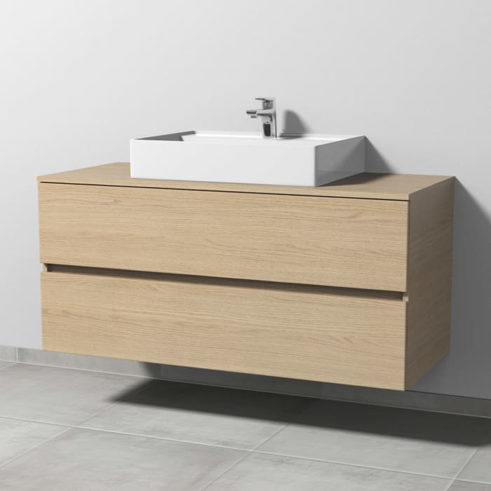 Sanipa Solo One Angular Keramik-Set 120 cm mit Keramik-Waschtisch und Waschtischunterbau mit 2 Auszügen