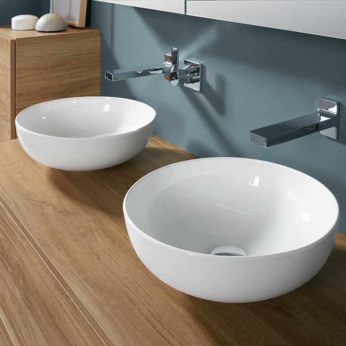 Sanipa Solo One Eloquo Keramik-Set 120 cm mit 2 Keramik-Waschtischen und  Waschtischunterbau mit 2 Auszügen