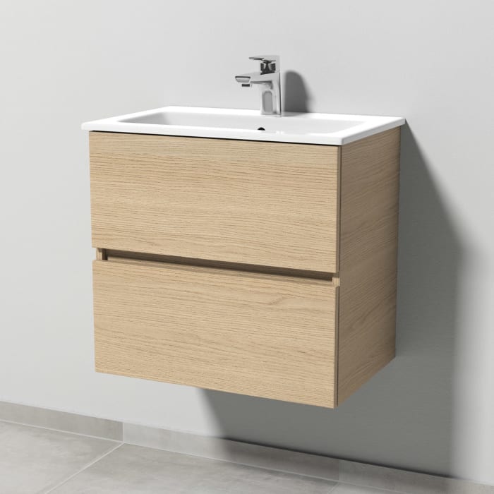 Sanipa Solo One Euphoria-Compact Keramik-Set 59,2 cm mit Keramik-Waschtisch und Waschtischunterbau mit 2 Auszügen