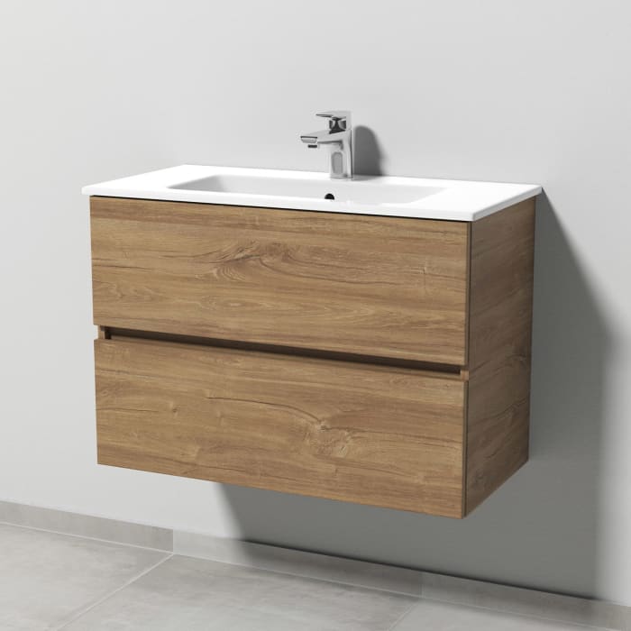 Sanipa Solo One Euphoria-Compact Keramik-Set 79,2 cm mit Keramik-Waschtisch und Waschtischunterbau mit 2 Auszügen