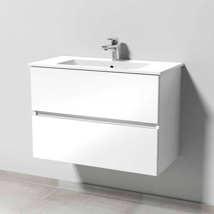 Sanipa Solo One Euphoria-Compact Keramik-Set 79,2 cm mit Keramik-Waschtisch und Waschtischunterbau mit 2 Auszügen