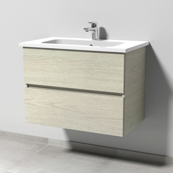 Sanipa Solo One Euphoria Waschtischkombination mit Keramikwaschtisch 78 cm, 2 Auszüge