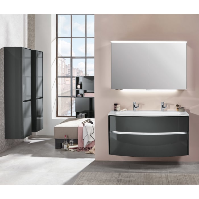 Sanipa Twiga Hochschrank 37,5 cm, 2 Türen mit Türanschlag rechts, inkl. LED-Beleuchtung