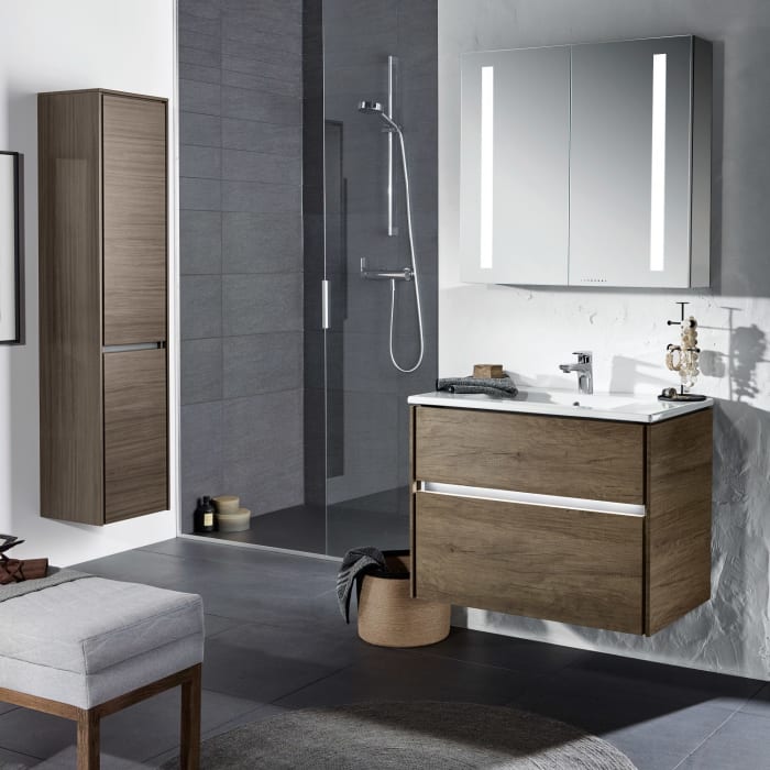 Sanipa Twiga Hochschrank 37,5 cm, 2 Türen mit Türanschlag rechts, inkl. LED-Beleuchtung