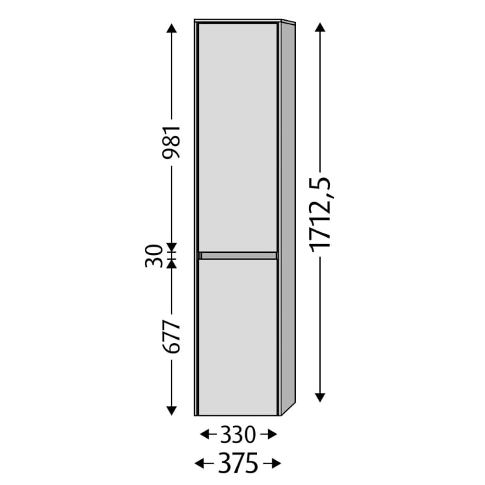 Sanipa Twiga Hochschrank 37,5 cm, 2 Türen mit Türanschlag rechts