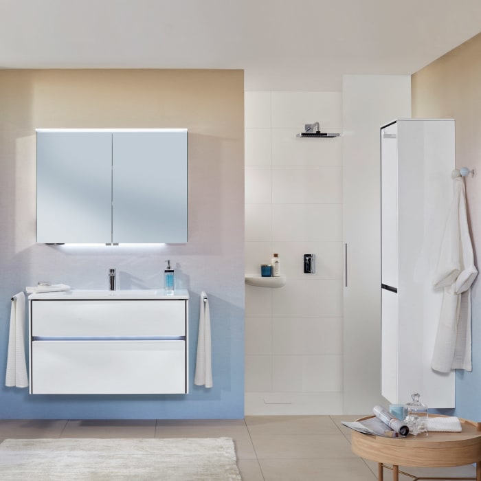 Sanipa Twiga Hochschrank 47,5 cm, 2 Türen mit Türanschlag links, inkl. LED-Beleuchtung