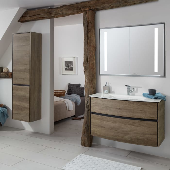 Sanipa Twiga Hochschrank 47,5 cm, 1 Wäschekippe, 1 Türe mit Türanschlag rechts