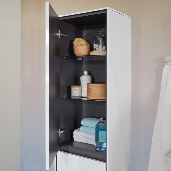 Sanipa Twiga Hochschrank 47,5 cm, 1 Wäschekippe, 1 Türe mit Türanschlag links