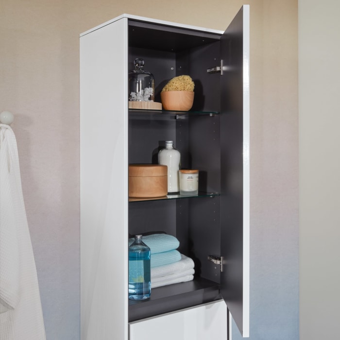 Sanipa Twiga Hochschrank 47,5 cm, 1 Wäschekippe, 1 Türe mit Türanschlag rechts