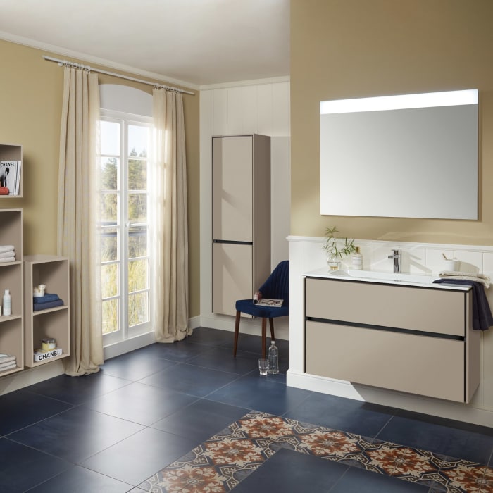 Sanipa Twiga Hochschrank 47,5 cm, 1 Wäschekippe, 1 Türe mit Türanschlag links