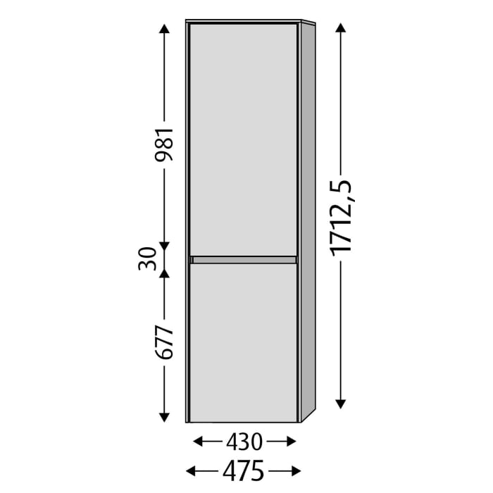Sanipa Twiga Hochschrank 47,5 cm, 2 Türen mit Türanschlag links