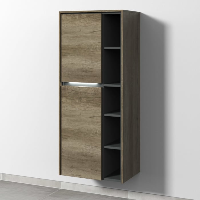 Sanipa Twiga Stauraumschrank 52,5 cm, 2 Türen mit Türanschlag links, inkl. LED-Beleuchtung