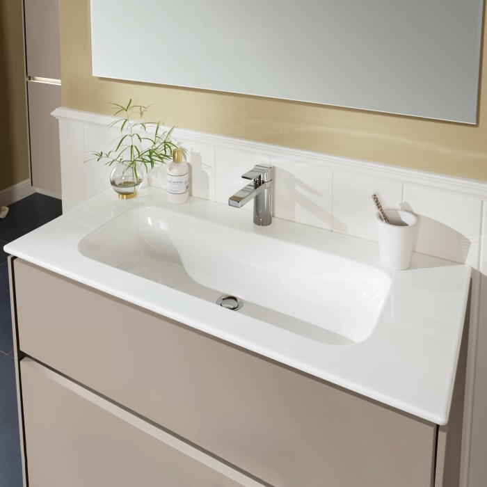 Sanipa Twiga Keramikwaschtisch Design 100 cm mit Unterschrank, 2 Auszügr, inkl. LED-Beleuchtung