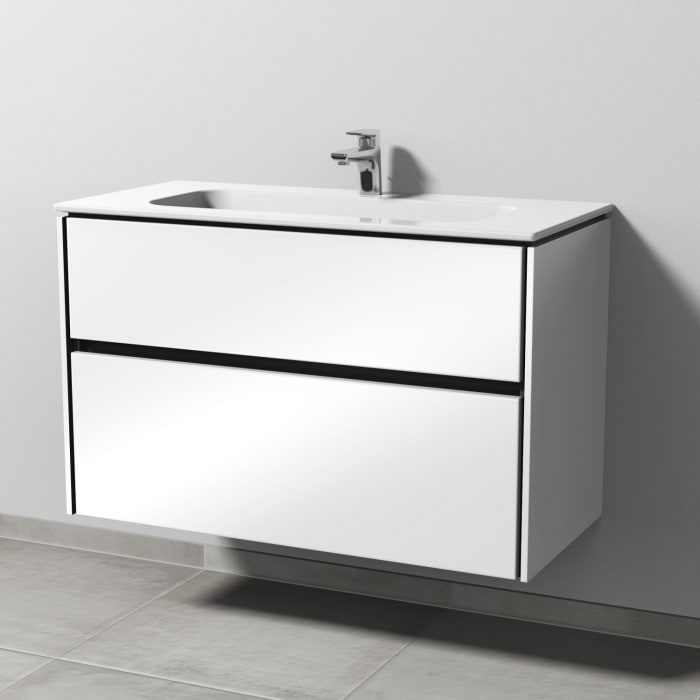 Sanipa Twiga Keramikwaschtisch Design 100 cm mit Unterschrank, 2 Auszüge