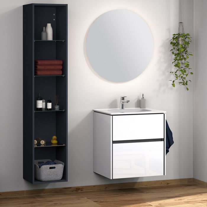 Sanipa Twiga Keramikwaschtisch Design 60 cm mit Unterschrank, 2 Auszüge