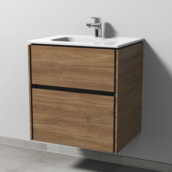 Sanipa Twiga Keramikwaschtisch Design 60 cm mit Unterschrank, 2 Auszüge