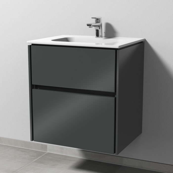 Sanipa Twiga Keramikwaschtisch Design 60 cm mit Unterschrank, 2 Auszüge