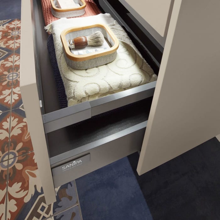 Sanipa Twiga Keramikwaschtisch Design 80 cm mit Unterschrank, 2 Auszüge