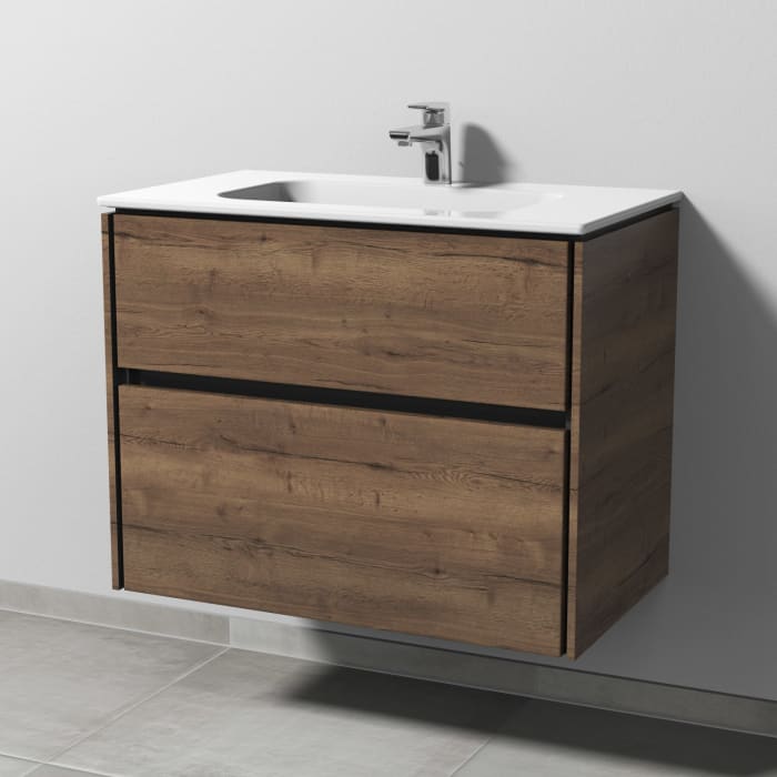 Sanipa Twiga Keramikwaschtisch Design 80 cm mit Unterschrank, 2 Auszüge