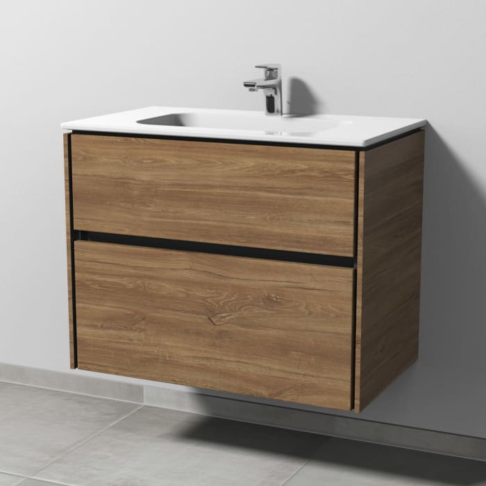 Sanipa Twiga Keramikwaschtisch Design 80 cm mit Unterschrank, 2 Auszüge